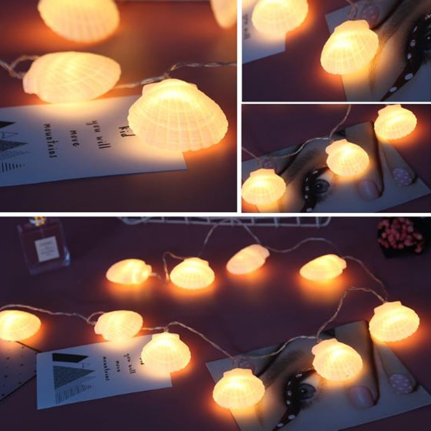 Remote Shell String Lights, 10 Ft Shell Shapped Light With 20 Leds, Battery Powered Sea Shell String Lights For Christma