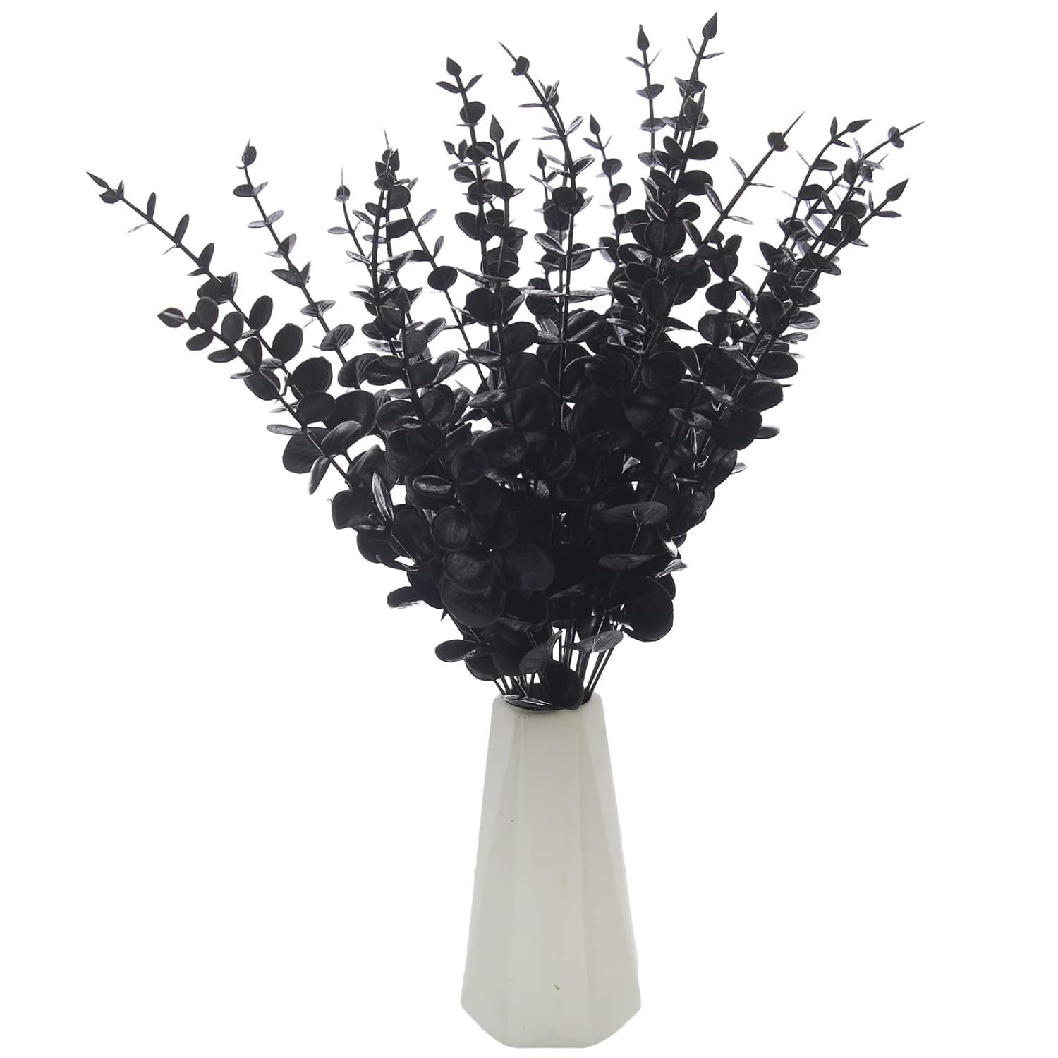26 Pcs Black Artificial Eucalyptus Stems Faux Halloween Flowers Eucalyptuses Real Touch Leaf Centerpiece Home Decor (26, Black)