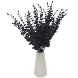 26 Pcs Black Artificial Eucalyptus Stems Faux Halloween Flowers Eucalyptuses Real Touch Leaf Centerpiece Home Decor (26, Black)
