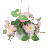 Artificial Flower Hanging Fake Daisy Plants Plastic Vase For Wedding Office Porch Balcony Home Decor Table Centerpieces - Pink