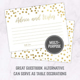 Set Of 50 Gold Advice And Wishes Cards, Perfect For The Bride And Groom, New Mr And Mrs, Baby Shower, Bridal Shower, Wedding Shower, Reception, Graduation Party, Retirement Party, Anniversary