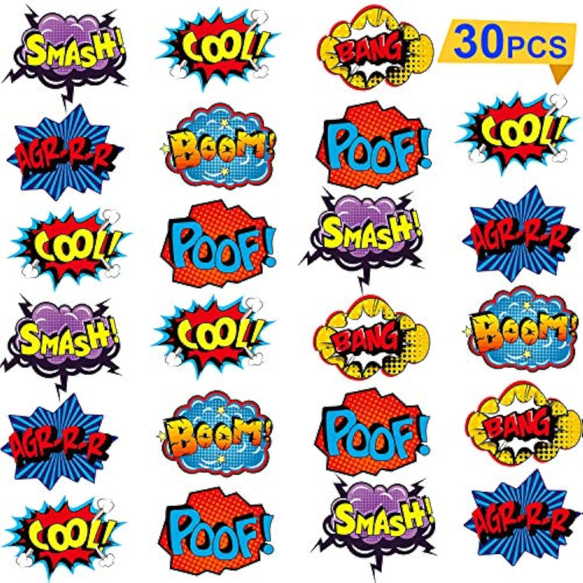 30 Pieces Hero Themed Party Decorations, Fun Hero Sign Cutouts Signs Paper Cardboard Cutouts