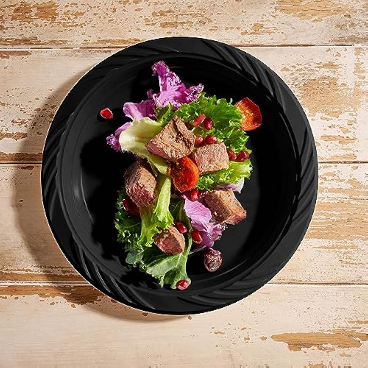 200 Black Plastic Plates 9 Inch Disposable Dinner Plates Bulk Pack for Events