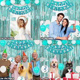 Teal Birthday Party Decor for Her – Balloons, Banner, Curtains & Tablecloth Set