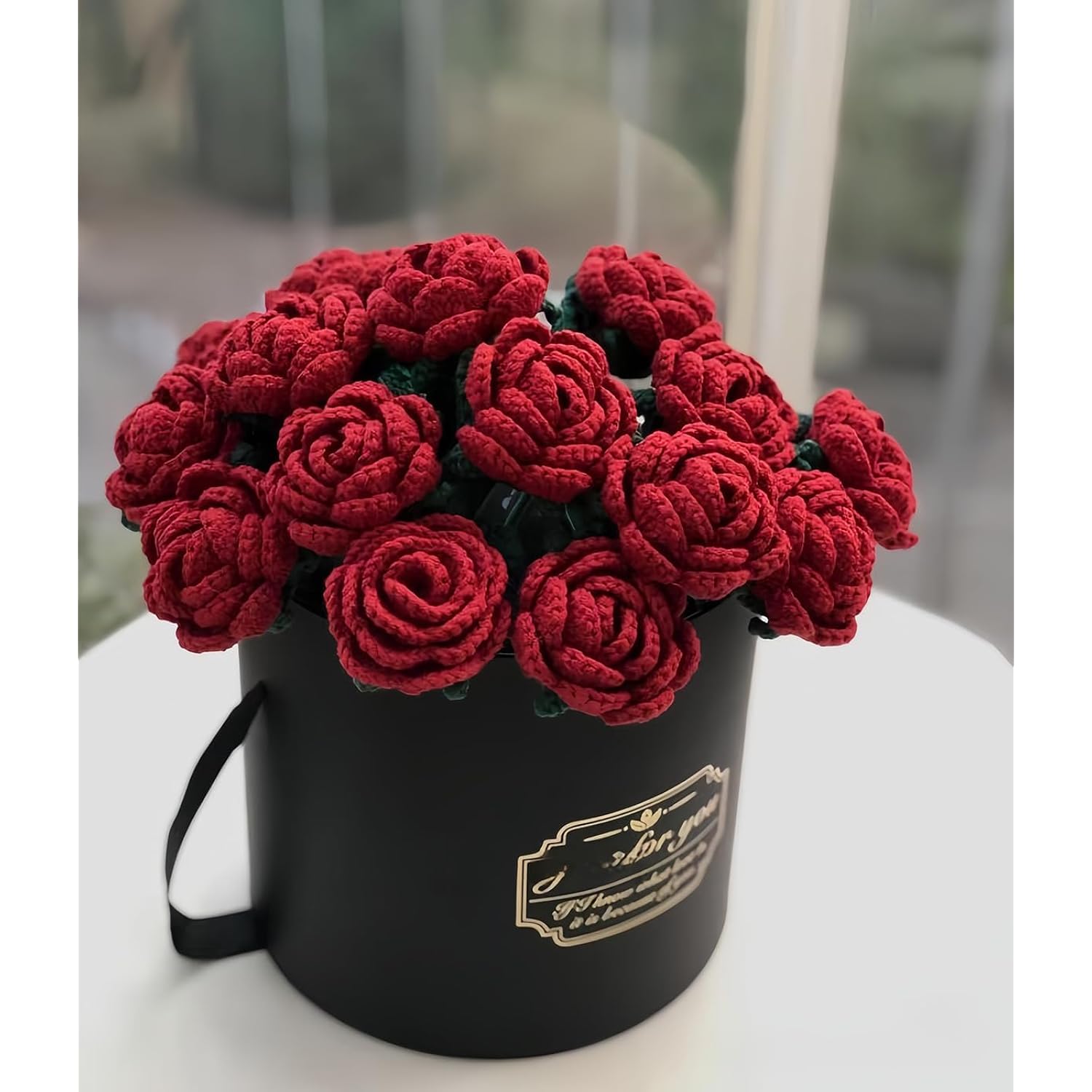 Crochet Flowers, Diy Crochet Flower Bouquet, Finished Handmade Flowers, Artificial Flowers, Knitted Red Roses For Her Women Wife Mothers Anniversary Birthday Wedding (6, Red)