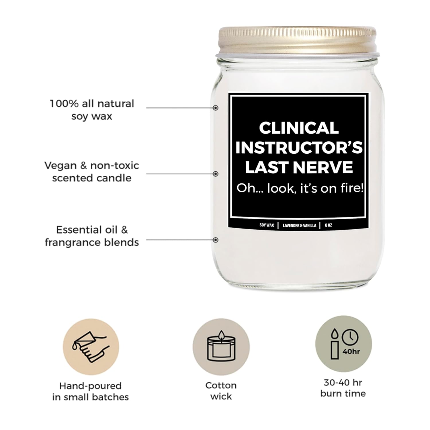 You Nique Designs Gifts For Clinical Instructors 8Oz Candle, Clinical Instructor Surprise From Student, Coworker- Nursing Instructor Appreciation - Clinical Instructor Gift (Lavender & Vanilla)