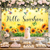 Spring Banner Hello Sunshine Welcome Spring Decorative Backdrop For Spring Summer Party Decorations Indoor Outdoor Home Use 71 * 43 Inchs Sunflower Floral Photo Booth Background