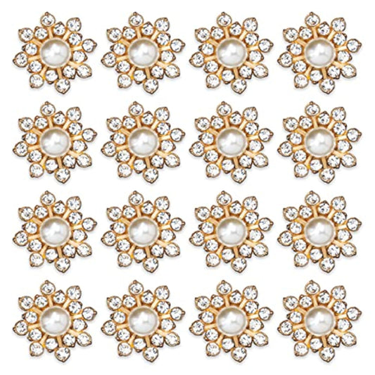 30Pcs Rhinestone Pearl Button Accessories Jewelry Decoration Embellish