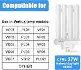 CFML27VLX Replacement Bulbs 3 Pack 27W GX10Q-4 6500K Natural Daylight Fluorescent Lamp