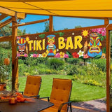 Hawaiian Luau Tiki Bar Banner - Tropical Aloha Scene Setter (15.7x72 Inch)
