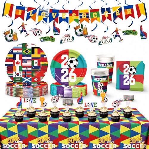 74 Pcs Soccer Party Supplies and Soccer Party Decorations Set