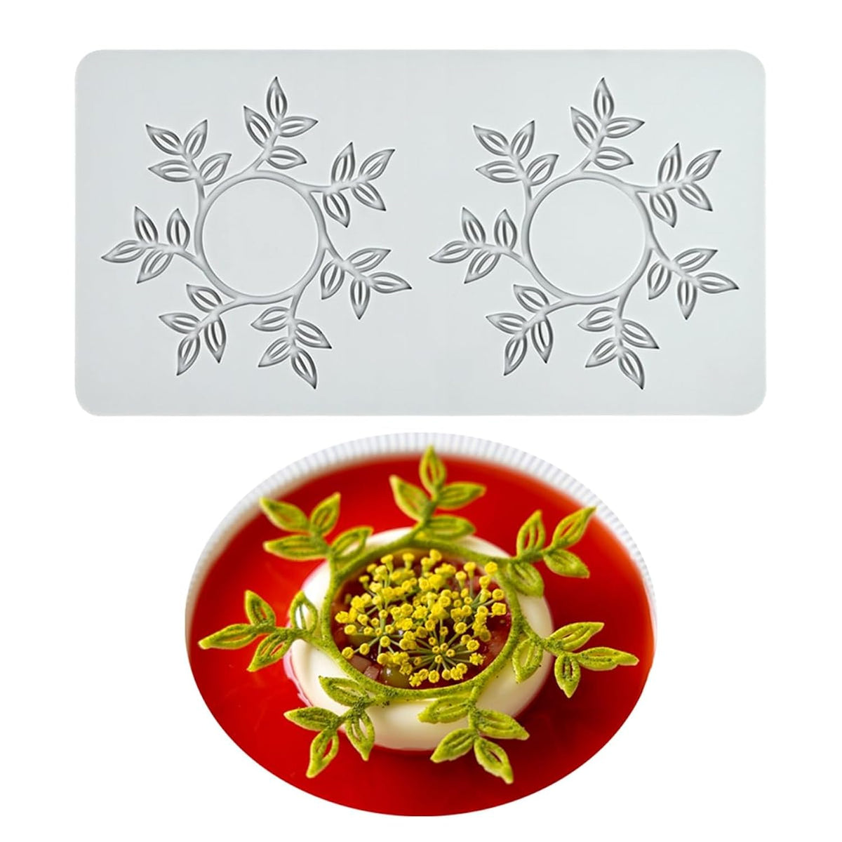 3D Hollow Out Lace Mold Flower Wreath Design Christmas Decoration Sugar Craft Chocolate Moulds Cake Baking Molds Silicone Lace Mat (I_ Flower Wreath)