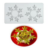 3D Hollow Out Lace Mold Flower Wreath Design Christmas Decoration Sugar Craft Chocolate Moulds Cake Baking Molds Silicone Lace Mat (I_ Flower Wreath)