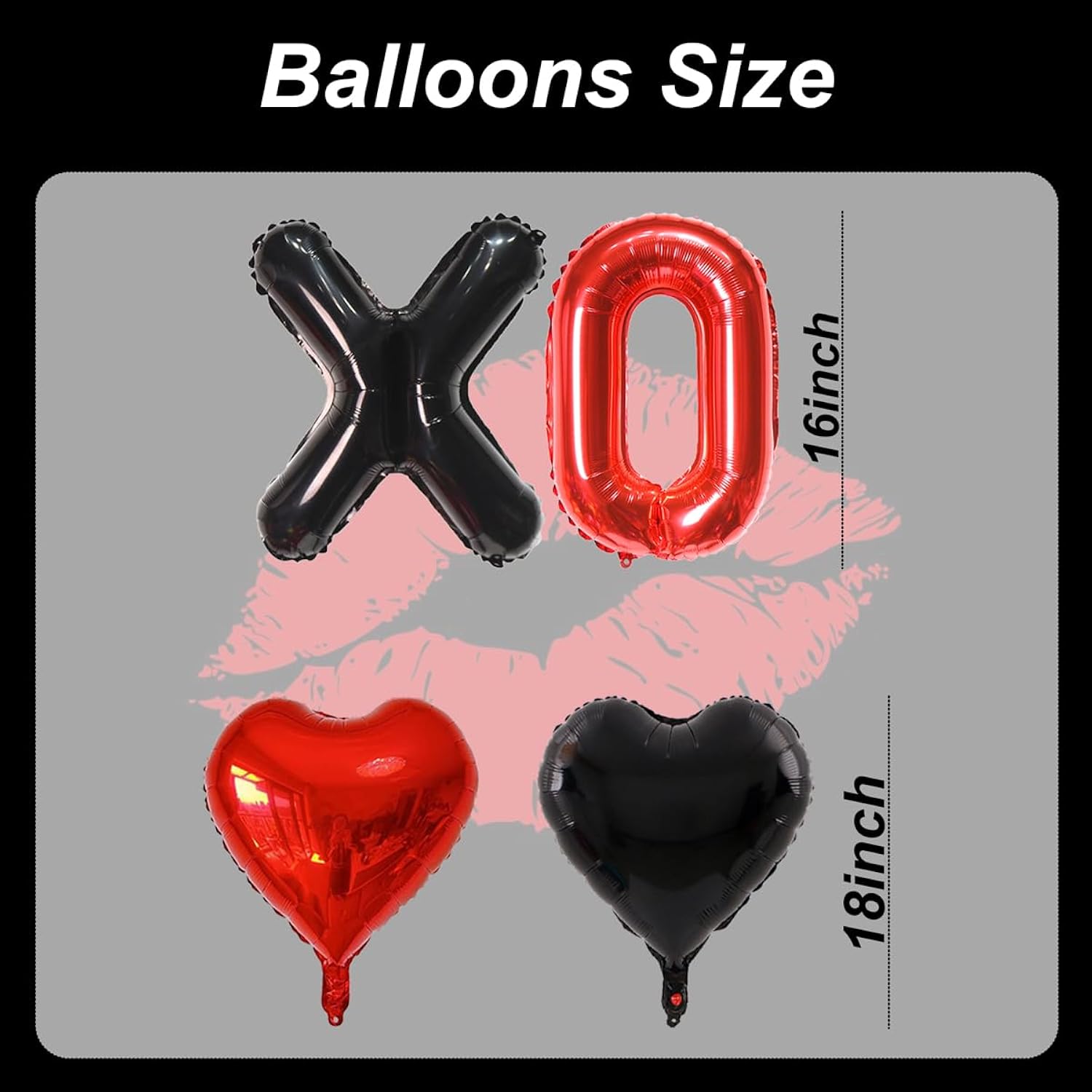 10Pcs Valentines Balloons Decorations - 18 Inch Red Heart Balloons And Black Heart Shaped Balloon - Valentine Foil Balloon For Valentines Day Party Decorations - Romantic Special Night Party Supplies