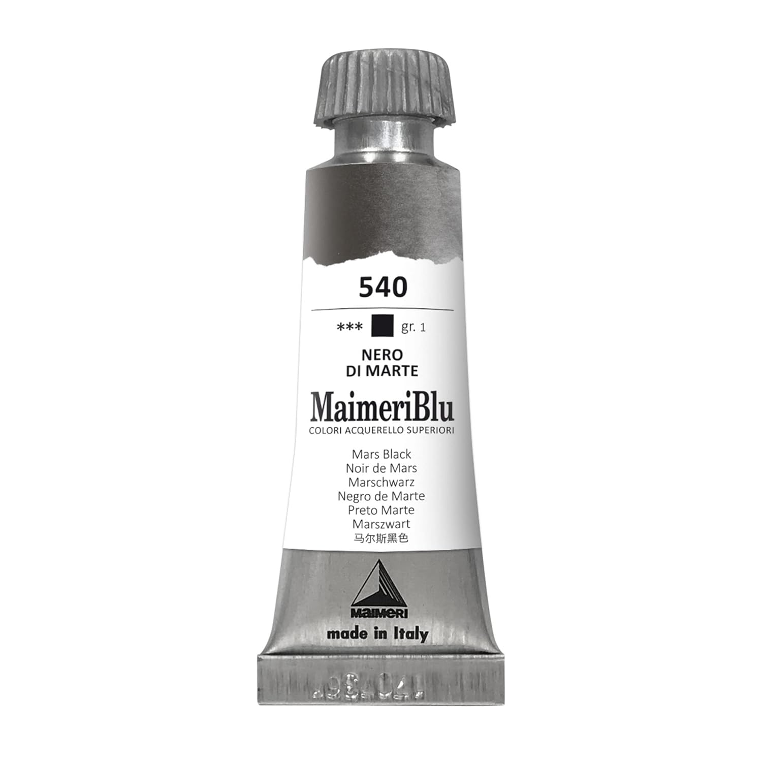 MaimeriBlu 12ml Single-Pigment Watercolor Paint - Mars Black PBk11 Professional Watercolor Paint - Lightfast and Transparent Watercolor Paint Tube for Artists
