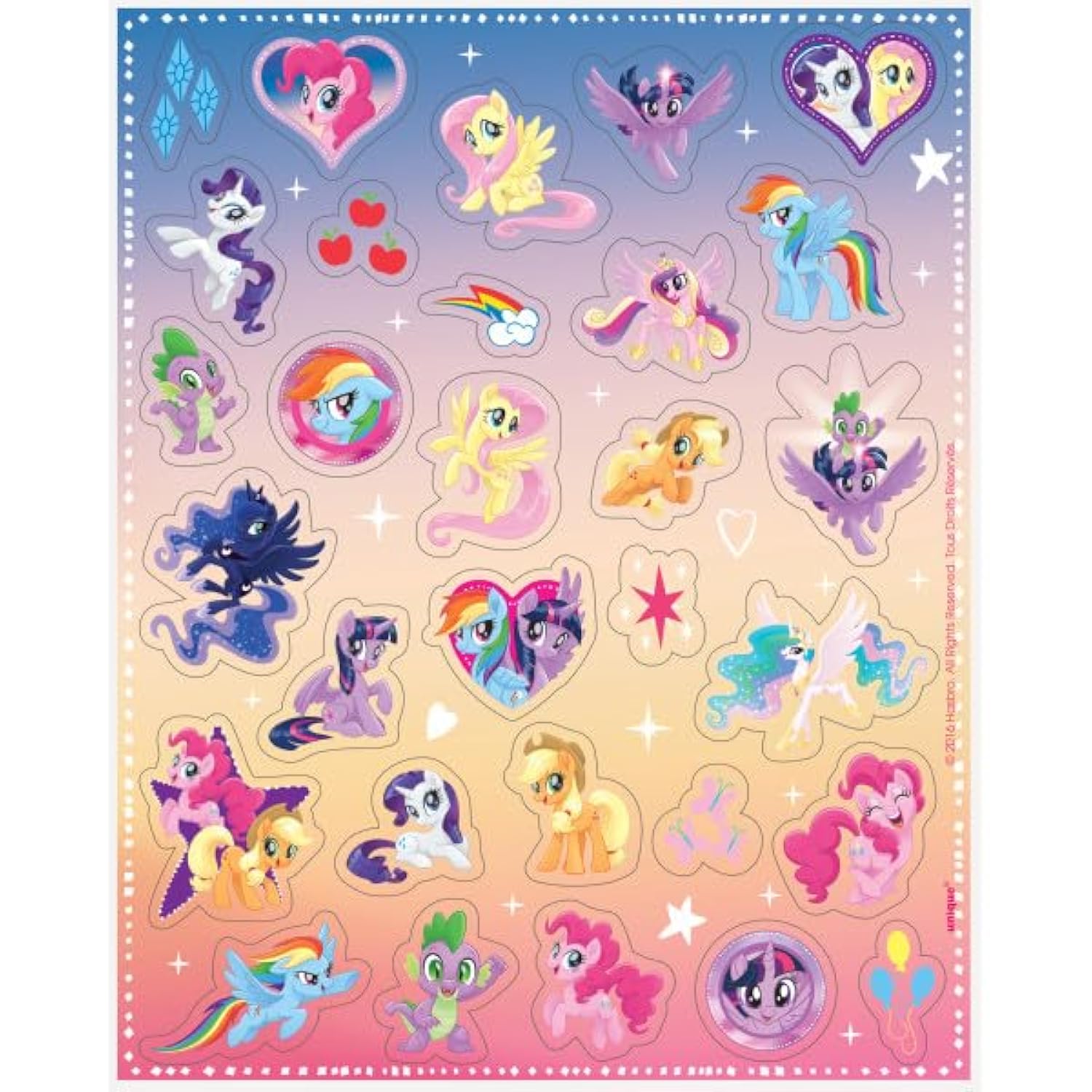 Unique My Little Pony Birthday Party Supplies Favor Bundle Pack includes 16 Plastic Loot Bags, 8 Sticker Sheets, 1 Dinosaur Sticker Sheet