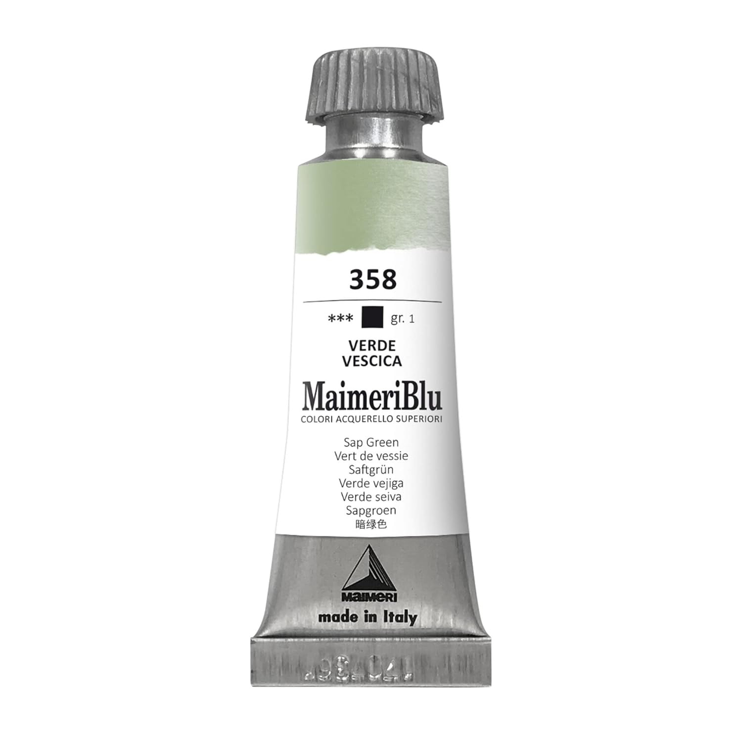 MaimeriBlu 12ml Single-Pigment Watercolor Paint - Sap Green PG17 Professional Watercolor Paint - Lightfast and Transparent Watercolor Paint Tube for Artists