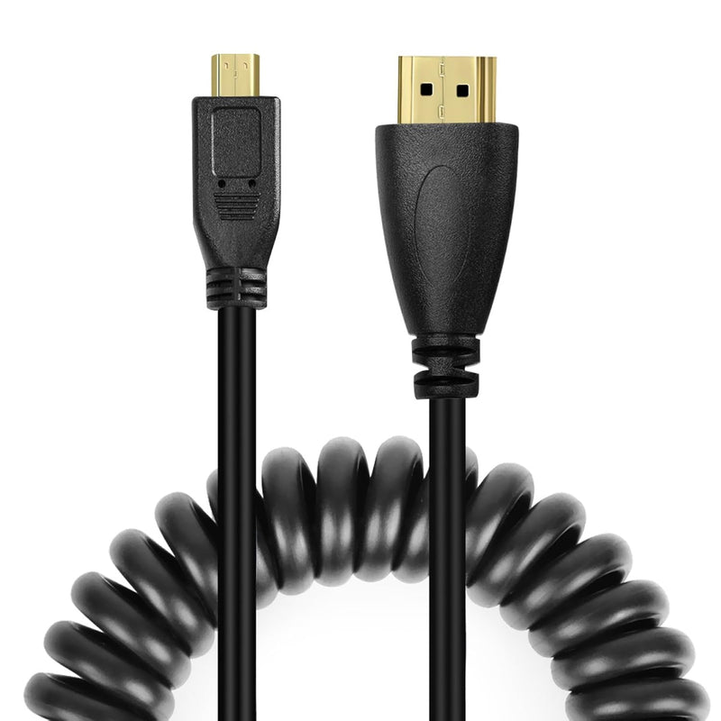 11.81"/30Cm 4K Coiled Micro Hdmi To Full Hdmi Cable For Atomos Ninja Star Reco