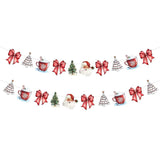 2 Pack Christmas Paper Garland Christmas Tree Santa Red Bow Hanging Bunting Banner Flags For Xmas Party Decorations Birthday Home Office Decor