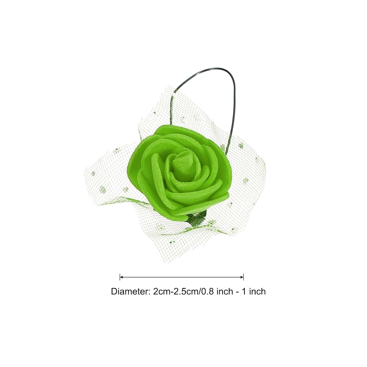 Artificial Rose Flower Heads, Green Mini Faux Flowers 0.8 Inch-1 Inch For Diy Craft Wedding And Party Decoration Pack Of 144