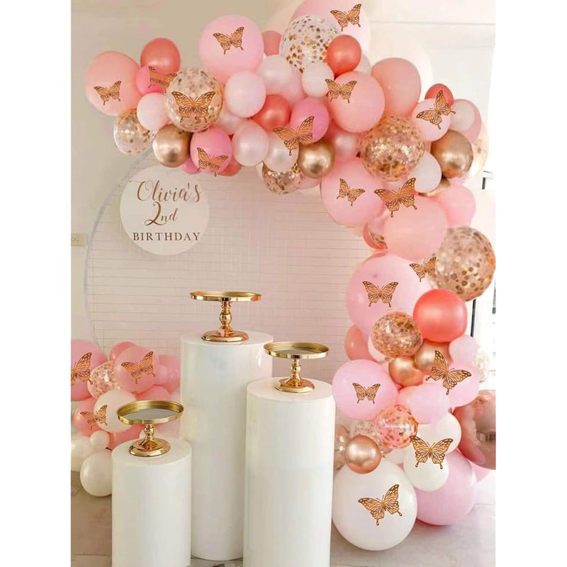 150Pcs Rose Gold Pink Butterfly Balloon Garland Arch Kit Theme Baby Sh