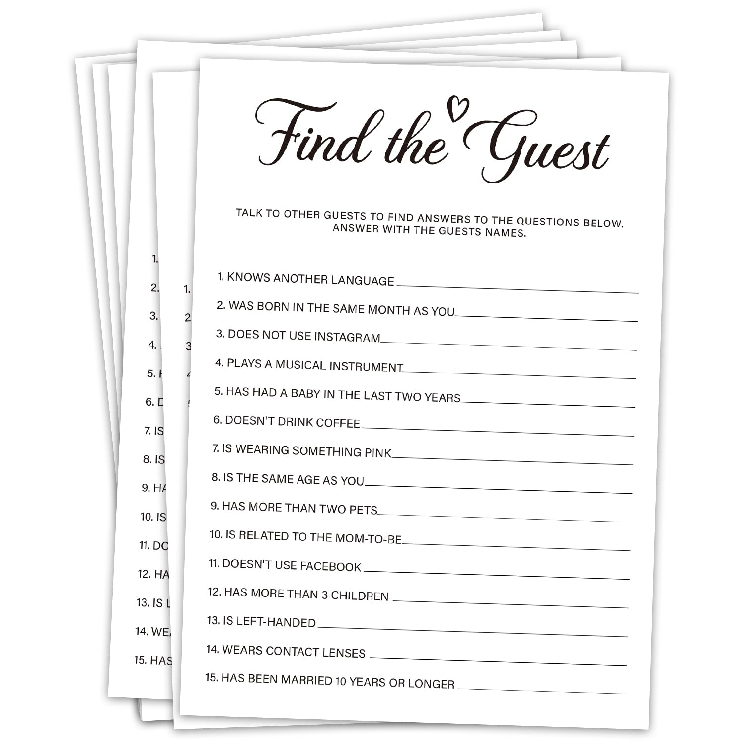 Find The Guest Baby Shower Game 30Pcs, Baby Shower Game Cards For Boy Girl, Gender Neutral Party Games Activities/Bb018