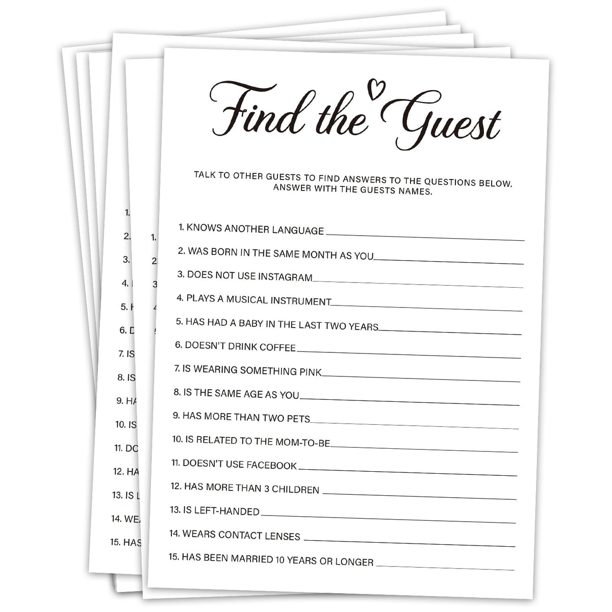 Find The Guest Baby Shower Game 30Pcs, Baby Shower Game Cards For Boy Girl, Gender Neutral Party Games Activities/Bb018