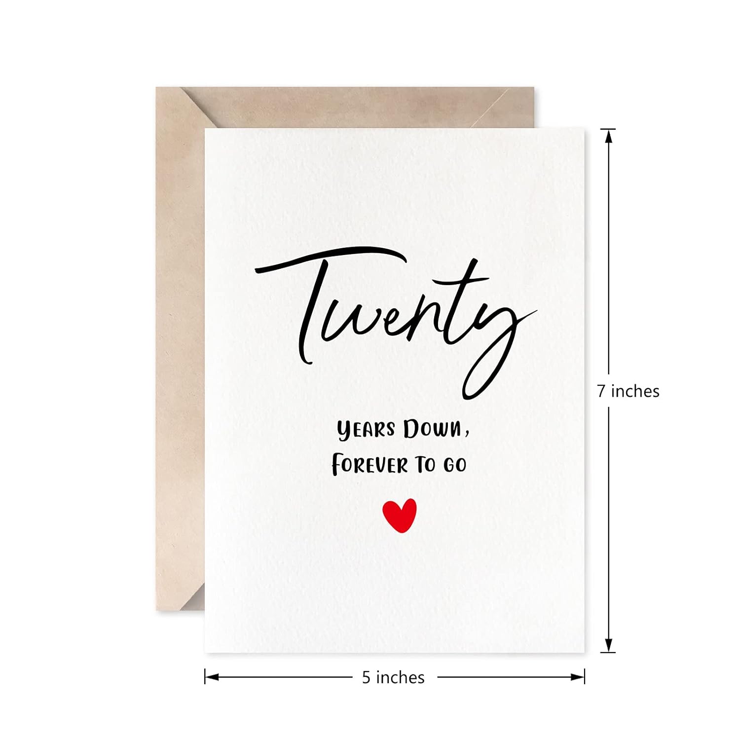 20Th Anniversary Card, Twenty Years Down Forever To Go, Romantic Valentines Day Wedding Card For Husband Wife