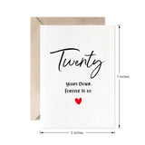 20Th Anniversary Card, Twenty Years Down Forever To Go, Romantic Valentines Day Wedding Card For Husband Wife