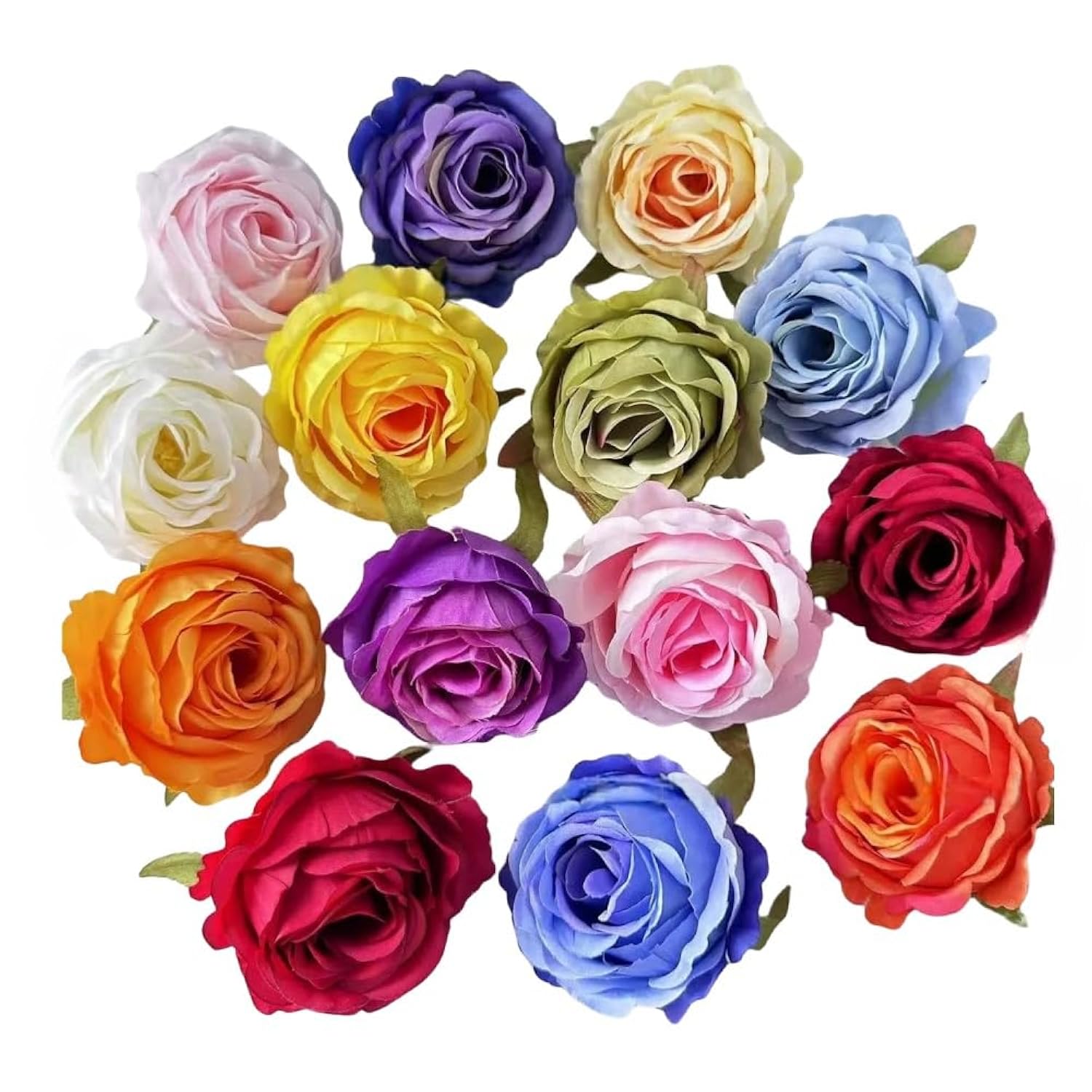 3 Inch Silk Rose Heads Fake Flowers With Cilps,Roses Artificial Flowers For Crafts,Fake Flowers Bulk,Artificial Flowers For Cake Decoration Wedding Party Birthday Wreath Hairpin Diy (14, Multicolour)