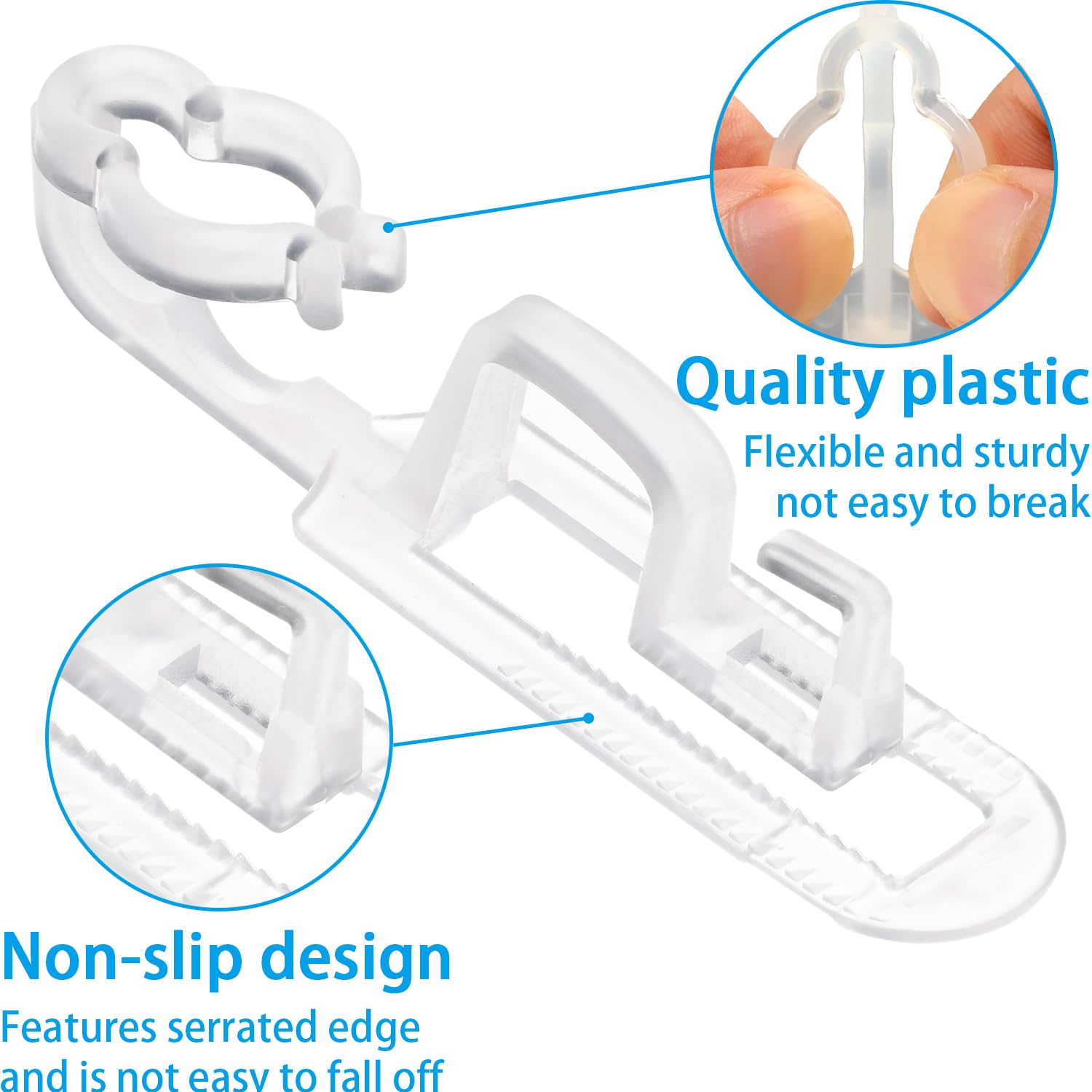 Christmas Light Clips Omni All-In-One Outdoor Gutter Shingles Clips 100 Pieces Holiday Hanger Hooks Compatible With C9 C7 For Roof, Roof Ridge Line, Fence (Transparent)