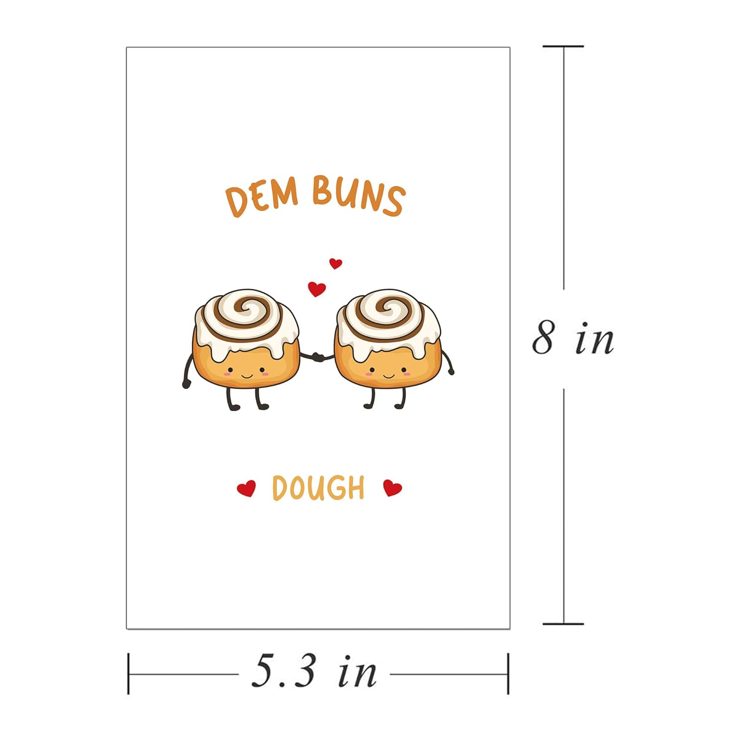Cute Buns Butt Card, Cinnamon Rolls Foodie Pun Card, Anniversary Card, Valentine'S Day Gift Idea, Dem Buns Dough Theme Card