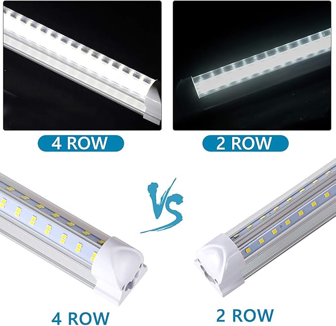 10 Pack 8FT LED Shop Light Fixtures 120W 19000LM 6000K V Shape Linkable Garage Lights