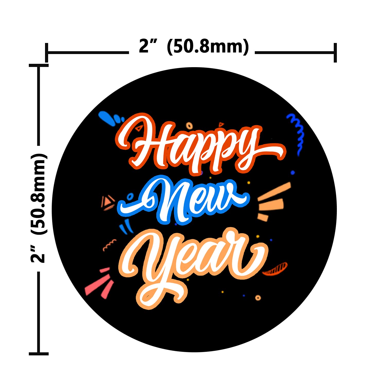 Christmas Happy New Year Stickers,2 Inch New Year Envelope Seals,Holiday Party Favors Supplies,Chinese New Year Decorations Labels,250 Pcs Per Roll