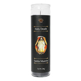 Vrinda Holy Death Santa Muerte 7-Day Glass Prayer Candle, Infused With Essential Oils, Voodoo, Hoodoo, Intention Candle, Magick, Wiccan, Pagan, Manifestation Jar Candle, 300G, Black