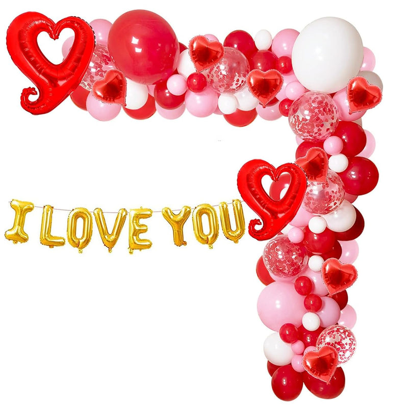 Valentines Day Balloon Arch Garland Kit, I Love You Balloons And Red H