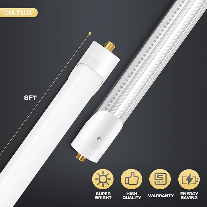 10 Pack 8FT T8 T12 LED Tube Bulbs 6500K Daylight FA8 Single Pin Fluorescent Replacement