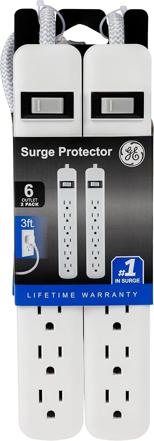 6 Outlet Surge Protector Power Strip with 3 ft Extension Cord