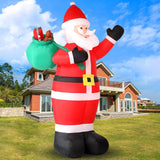 12Ft Giant Christmas Inflatables Outdoor Decorations - Led Lighted Blow Up Santa Claus With Gift For Yard, Garden & Lawn
