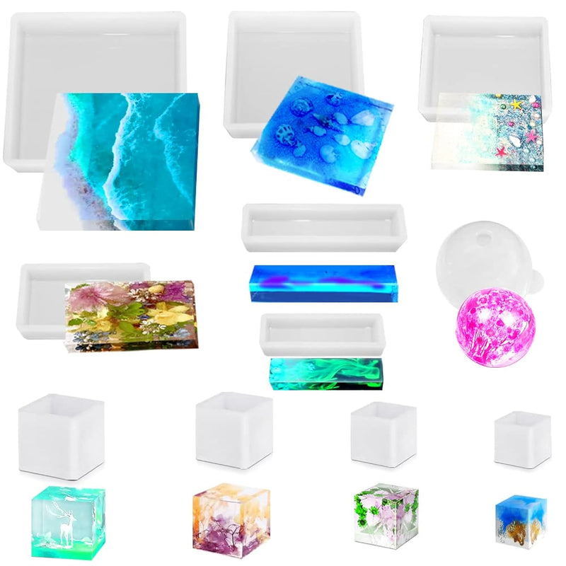 11 Pcs Resin Molds, Square Silicone Molds For Epoxy Resin Ball Epoxy Resin Mol