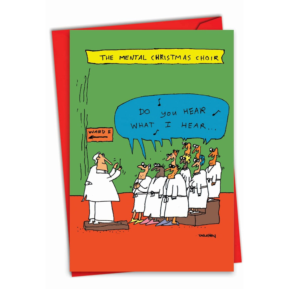Hilarious Christmas Greeting Card With 5 X 7 Inch Envelope (1 Card) Merry Christmas Holiday John Callahan’S Insane Choir C6141Xsg