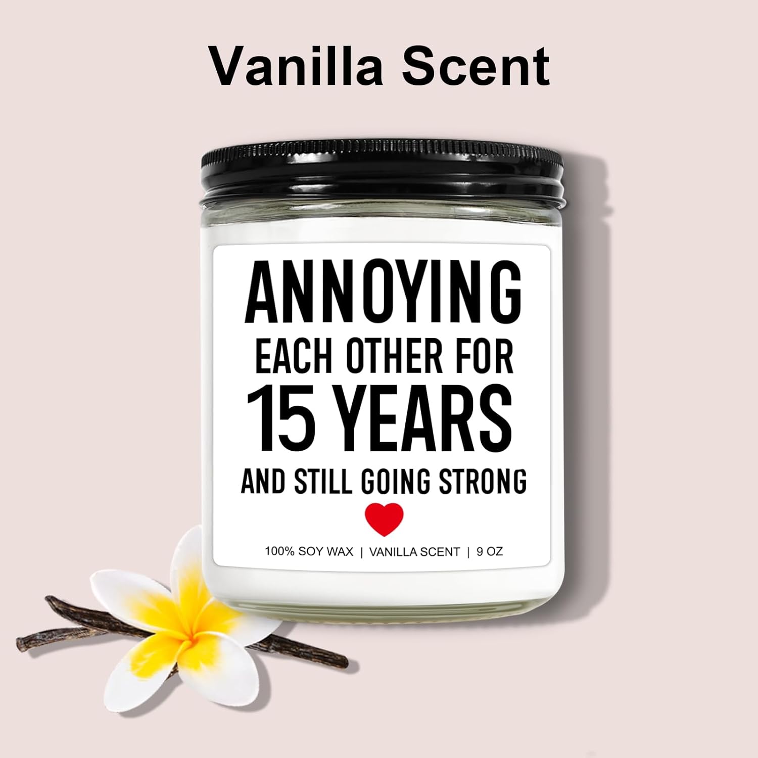 Funny 15 Years Candle, 15 Year Anniversary, Gifts For Him, Her - 15Th Anniversary, Gifts For Men, Women, Husband, Wife, Couple - 15Th Wedding Anniv. Crystal Presents - 9 Oz