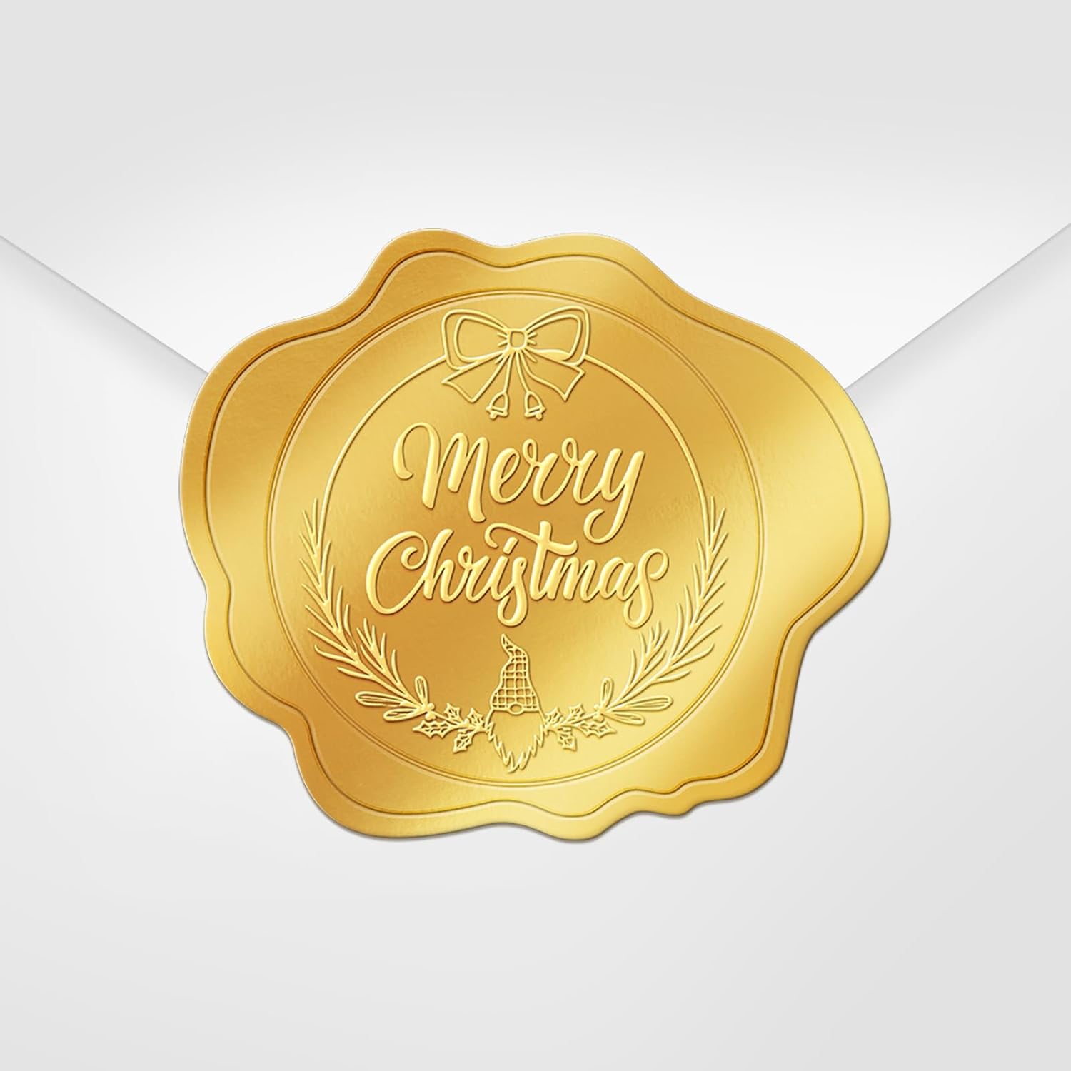 300 Pcs Gold Christmas Envelope Seal Stickers Embossed Foil, Merry Christmas Stickers For Envelope Sealing, Christmas Stickers For Cards Making Invitation Gift Packaging Crafts Xmas Party Favor Decor