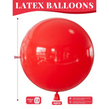 36 Inch Red Balloons - Giant Balloons Jumbo Red Latex Balloon For Garland Or Arch Extra Large Round Balloon For Christmas Anniversary Engagement Wedding Birthday Party Decorations (4Pcs)