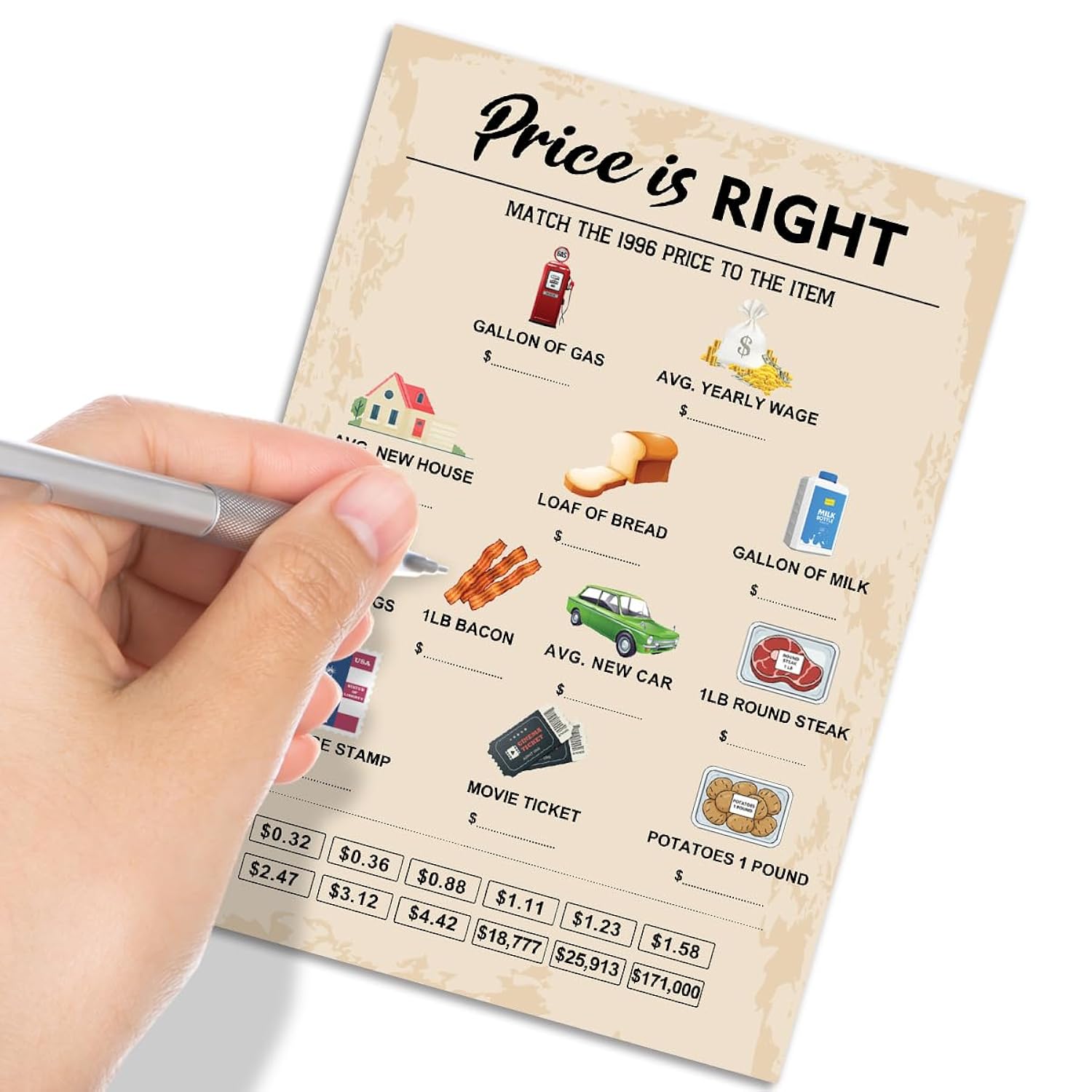 30Th Birthday Party Games, Price Is Right Games, Birthday Party Supplies For Adults, Fun 1996S Party Game?Pack Of 30 Cards