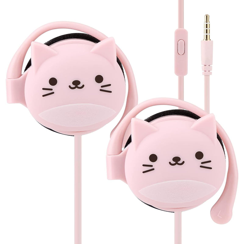 Cat Earbuds For Kids With Ear Hooks, Kawakii Wired Over Ear Headphones Earphon