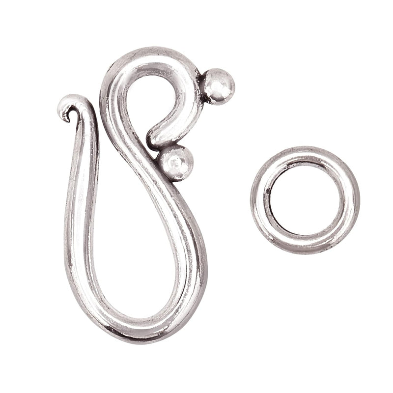 40 Sets S Ring Toggle Clasps Drop Tibetan Silver S Hook Ring Jewelry Clasps Fo