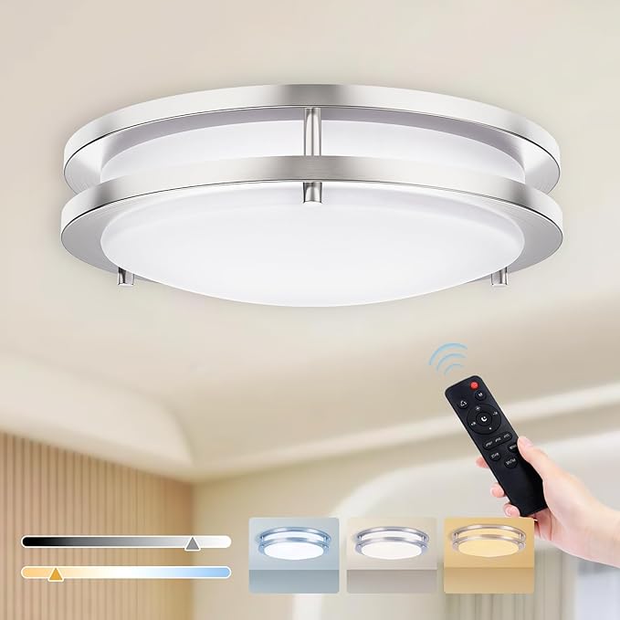 16 Inch LED Ceiling Light with Remote 32W Dimmable Flush Mount 3000K-6000K