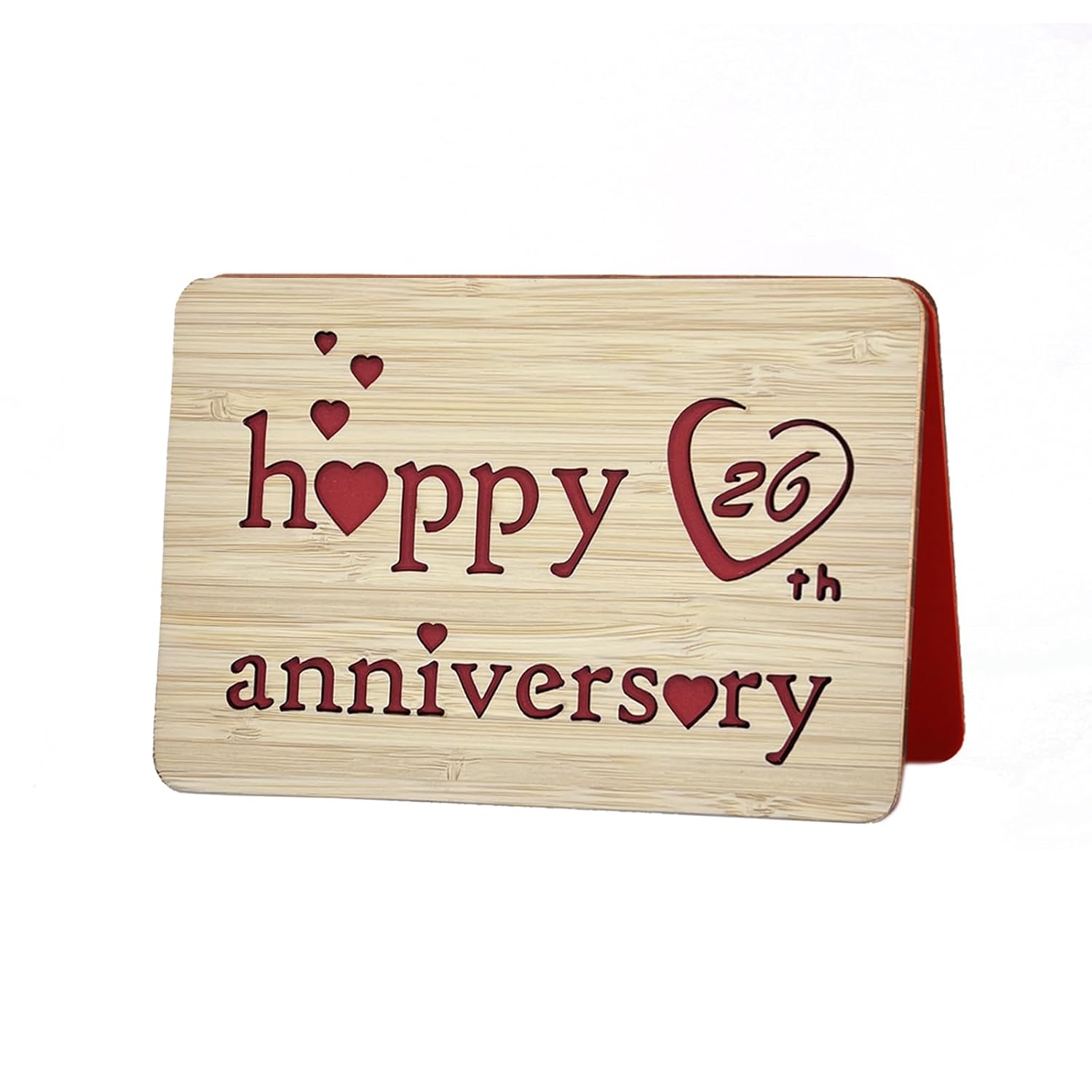 Wooden 26Th Anniversary Card,Handmade 26 Years Wedding Anniversary Greeting Cards,26Th Anniversary Card For Her,Him,Husband,Wife