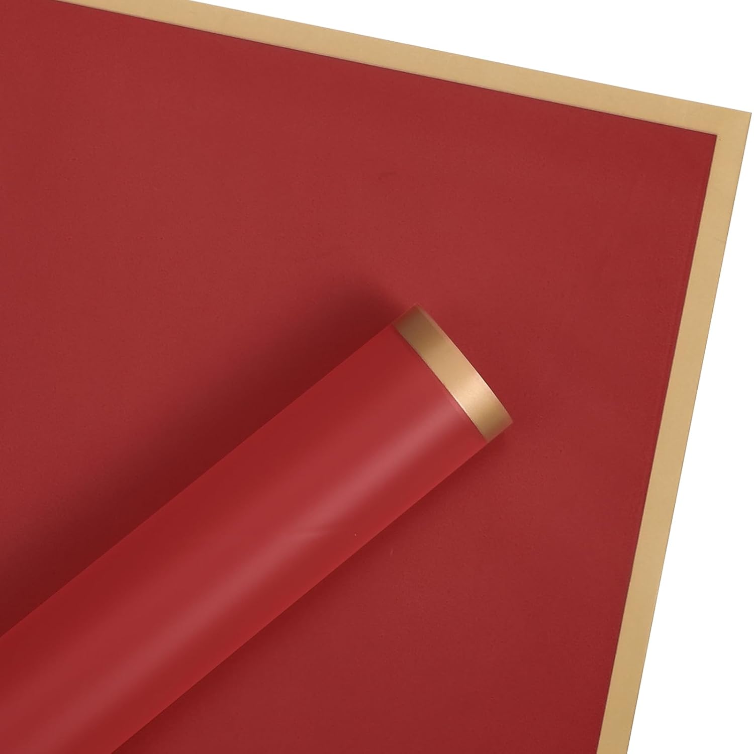 20 Sheets Flower Wrapping Paper - 22.4 X 22.4 Inch Gold Trim Red Water-Resistant Floral Bouquet Wrapping Paper, Florist Supplies Packaging Paper For Wedding Birthday Gift Diy